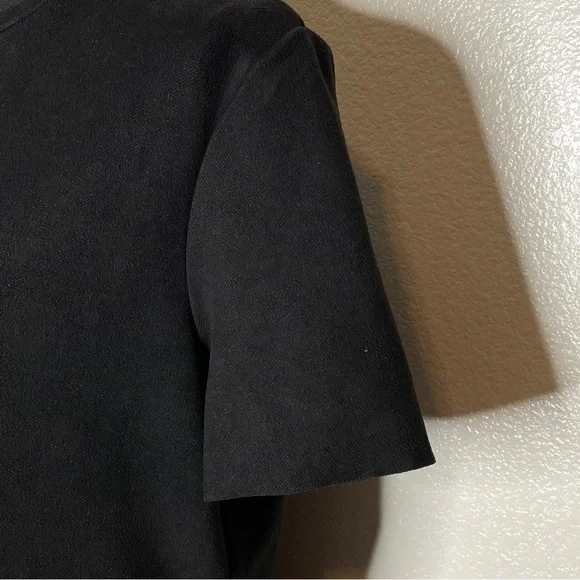 Zara Faux Suede Black Midi Dress with‎ Pockets Size M - Picture 3 of 9